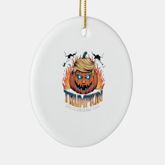 Trumpkin Classic – Spooky Pumpkin Design Keramisch Ornament (Rechts)