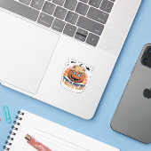 Trumpkin Classic – Spooky Pumpkin Design Sticker (Laptop met iPhone)