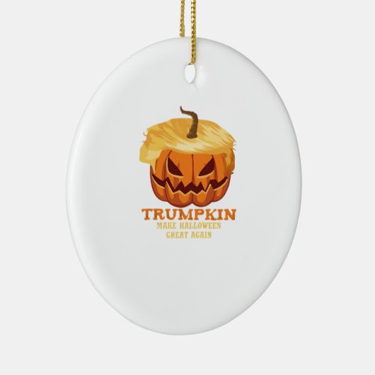 Trumpkin Funny Halloween Pumpkin - Klassiek Kostuu Keramisch Ornament (Rechts)