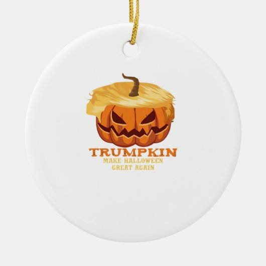 Trumpkin Funny Halloween Pumpkin - Klassiek Kostuu Keramisch Ornament (Voorkant)