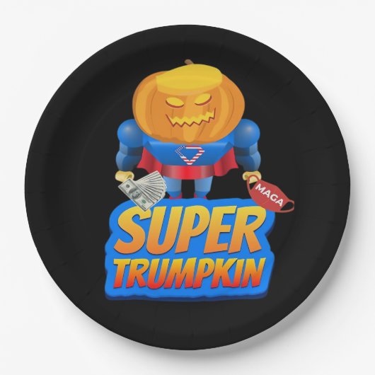 Trumpkin Funny Pumpkin Head Halloween Kostuumklass Papieren Bordje (Voorkant)