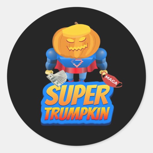 Trumpkin Funny Pumpkin Head Halloween Kostuumklass Ronde Sticker (Voorkant)