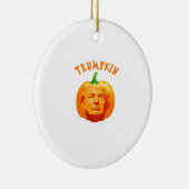 Trumpkin Grappig Halloween – Spooky Parody Edition Keramisch Ornament (Rechts)