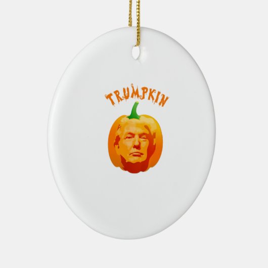 Trumpkin Grappig Halloween – Spooky Parody Edition Keramisch Ornament (Rechts)