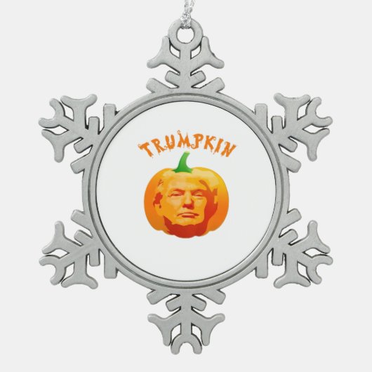 Trumpkin Grappig Halloween – Spooky Parody Edition Tin Sneeuwvlok Ornament (Voorkant)
