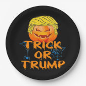 Trumpkin Grappig Ontwerp voor Halloween Papieren Bordje (Voorkant)