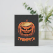 Trumpkin - Grinning Donald Trump Halloween Pompoen Feestdagenkaart (Staand voorkant)