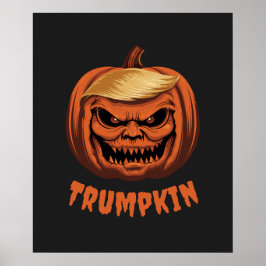 Trumpkin Grinning Donald Trump Halloween Pompoen Poster