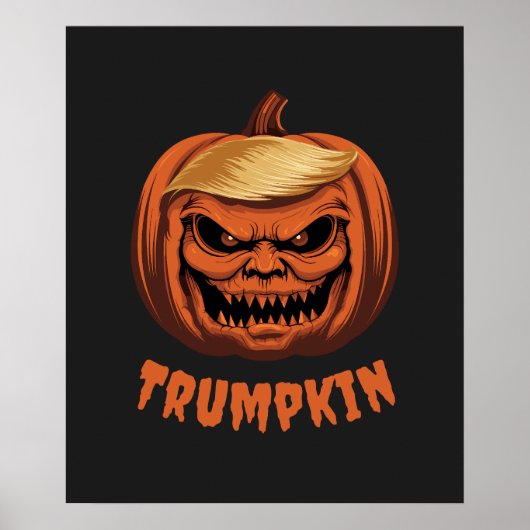 Trumpkin Grinning Donald Trump Halloween Pompoen Poster (Voorkant)
