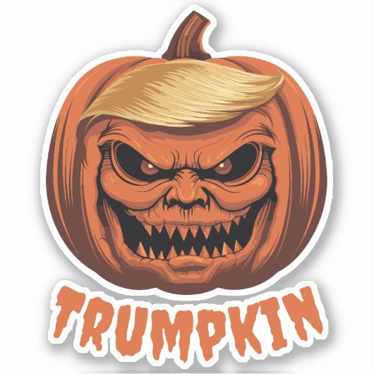 Trumpkin - Grinning Donald Trump Halloween Pompoen Sticker (Voorkant)