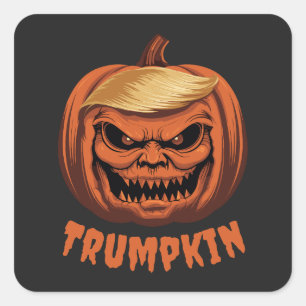 Trumpkin - Grinning Donald Trump Halloween Pompoen Vierkante Sticker