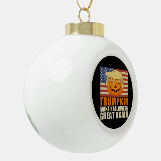 Trumpkin Halloween Funny Classic & Basic Design Keramische Bal Ornament (Links)