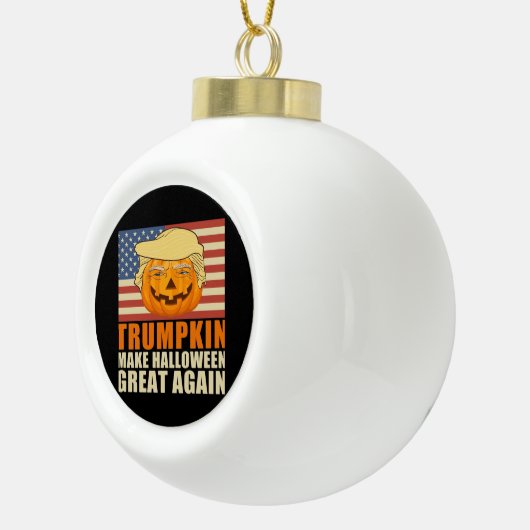 Trumpkin Halloween Funny Classic & Basic Design Keramische Bal Ornament (Rechts)
