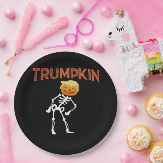 Trumpkin Halloween Funny Classic Papieren Bordje (Feest)