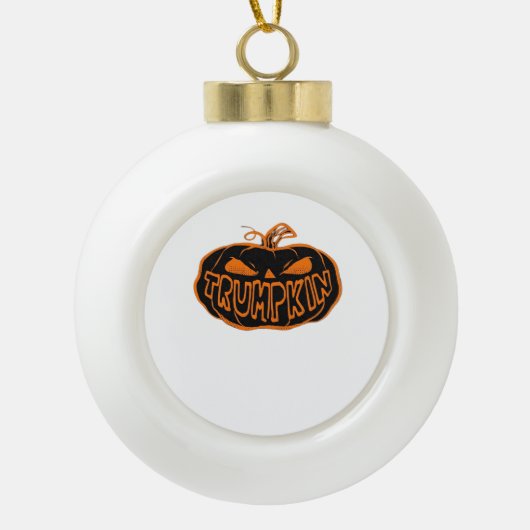 Trumpkin Halloween Keramische Bal Ornament (Voorkant)