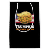 Trumpkin Halloween pompoen met vlag enge ontwerp Medium Cadeauzakje (Voorkant)