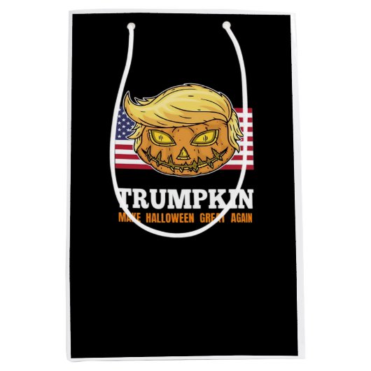 Trumpkin Halloween pompoen met vlag enge ontwerp Medium Cadeauzakje (Voorkant)