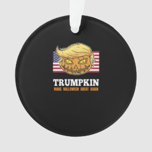 Trumpkin Halloween pompoen met vlag enge ontwerp Ornament