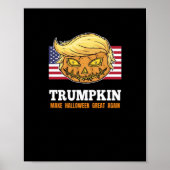 Trumpkin Halloween pompoen met vlag enge ontwerp Poster (Voorkant)