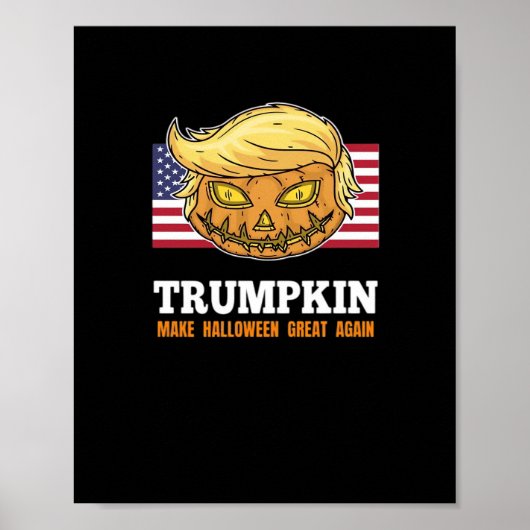 Trumpkin Halloween pompoen met vlag enge ontwerp Poster (Voorkant)