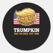 Trumpkin Halloween pompoen met vlag enge ontwerp Ronde Sticker (Voorkant)