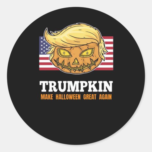 Trumpkin Halloween pompoen met vlag enge ontwerp Ronde Sticker (Voorkant)