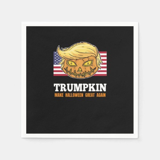 Trumpkin Halloween pompoen met vlag enge ontwerp Servet (Voorkant)
