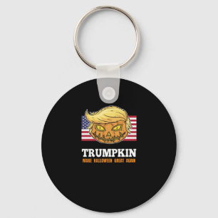 Trumpkin Halloween pompoen met vlag enge ontwerp Sleutelhanger