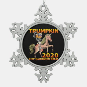 Trumpkin houden Halloween grote pompoen Tin Sneeuwvlok Ornament