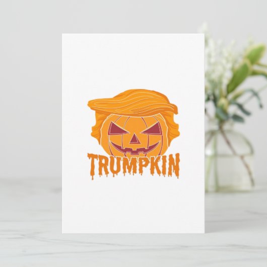 Trumpkin Klassieker – Pompoen President Stijl Feestdagenkaart (Staand voorkant)