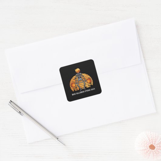 Trumpkin maakt Halloween opnieuw fitnessruimte gra Vierkante Sticker (Envelop)
