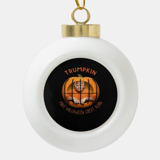 Trumpkin maakt Halloween weer geweldig - Sloth Mas Keramische Bal Ornament (Voorkant)