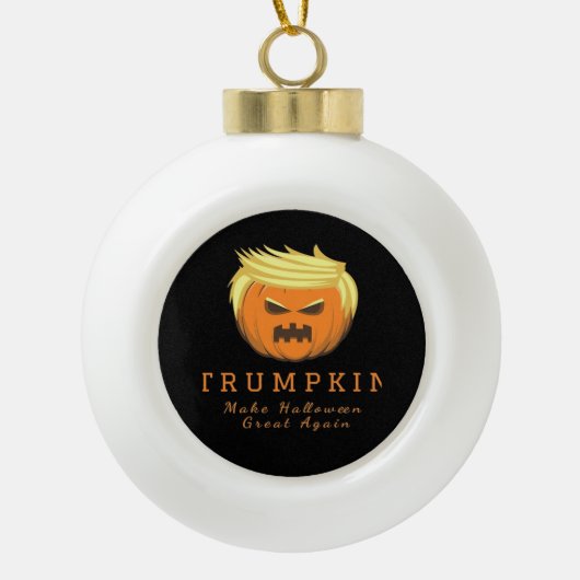 Trumpkin Make Halloween Great Again – Creepy Funny Keramische Bal Ornament (Voorkant)