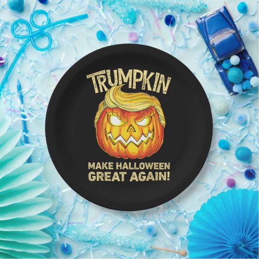Trumpkin Make Halloween weer geweldig grappige pom Papieren Bordje (Feest)