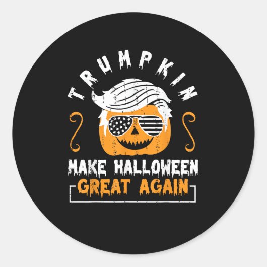 Trumpkin Make Halloween weer geweldig grappige pom Ronde Sticker (Voorkant)