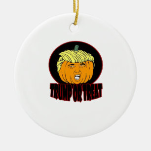 Trumpkin of Behandel Halloween Trumpkin Trick of T Keramisch Ornament