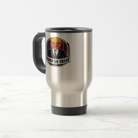 Trumpkin of Treat Halloween - Politieke Kostuum CL Reisbeker (Voorkant links)