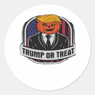 Trumpkin of Treat Halloween - Politieke Kostuum CL Ronde Sticker