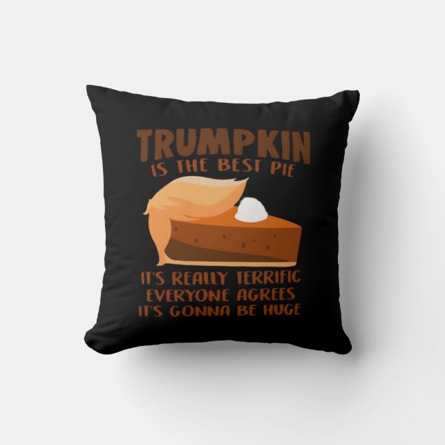 Trumpkin Pie Funny Thanksgiving Feestvakantie Kussen (Voorkant)