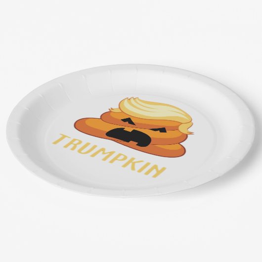 Trumpkin Poop Grappig Halloween Papieren Bordje (Gekanteld)