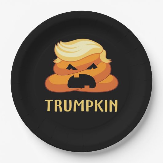 Trumpkin Poop Grappig Halloween Papieren Bordje (Voorkant)