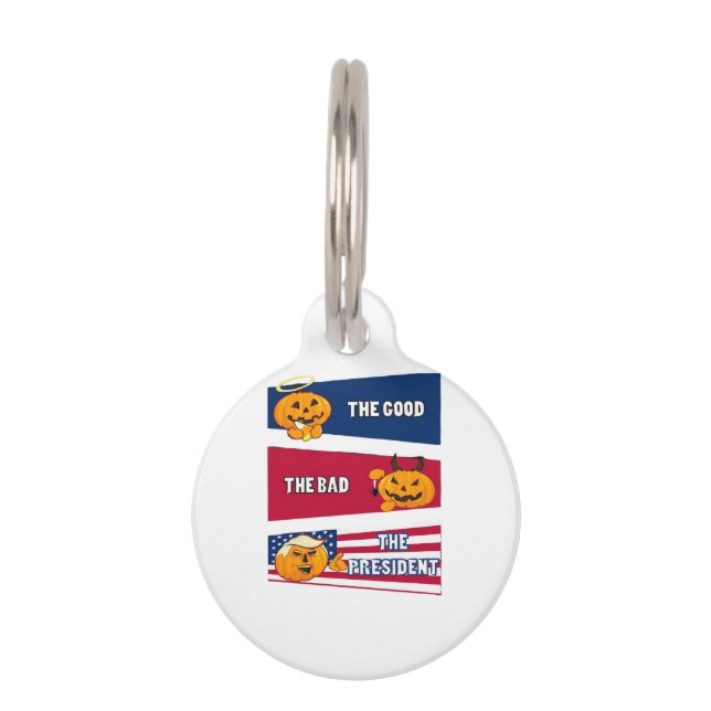 Trumpkin President Halloween Huisdierpenning (Voorkant)