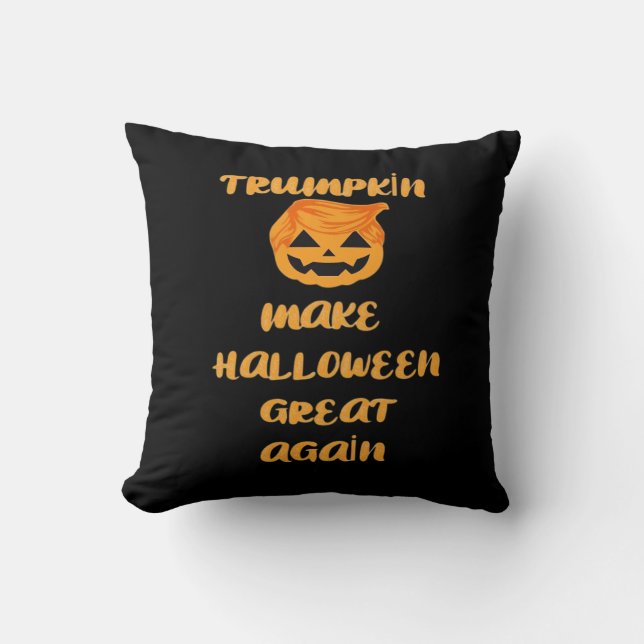 Trumpkin Pumpkin Halloween Design - Grappig Herfst Kussen (Voorkant)