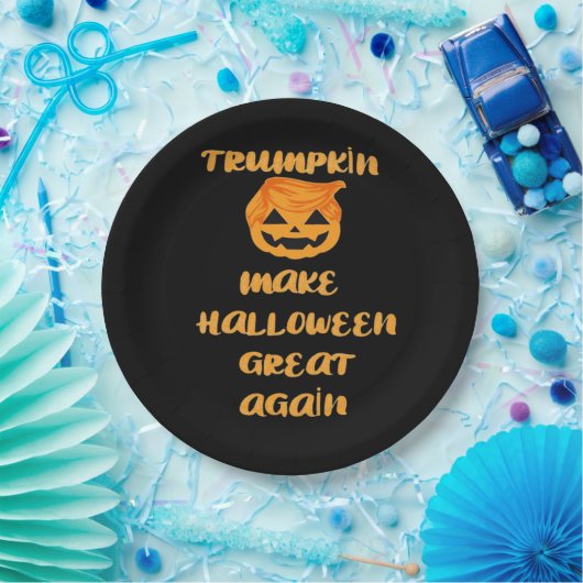 Trumpkin Pumpkin Halloween Design - Grappig Herfst Papieren Bordje (Feest)