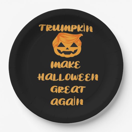 Trumpkin Pumpkin Halloween Design - Grappig Herfst Papieren Bordje (Voorkant)