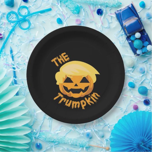 Trumpkin Pumpkin Halloween Design – Luiaard Kostuu Papieren Bordje (Feest)