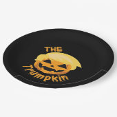 Trumpkin Pumpkin Halloween Design – Luiaard Kostuu Papieren Bordje (Gekanteld)