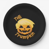 Trumpkin Pumpkin Halloween Design – Luiaard Kostuu Papieren Bordje (Voorkant)
