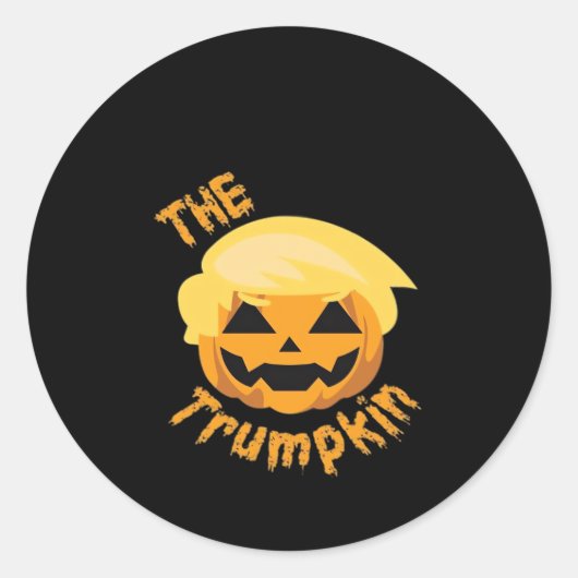 Trumpkin Pumpkin Halloween Design – Luiaard Kostuu Ronde Sticker (Voorkant)