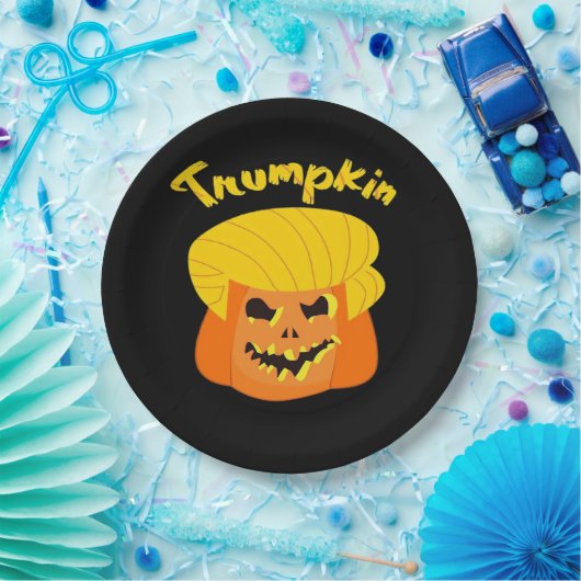 Trumpkin Pumpkin Halloween Design - Retro Slogan Papieren Bordje (Feest)